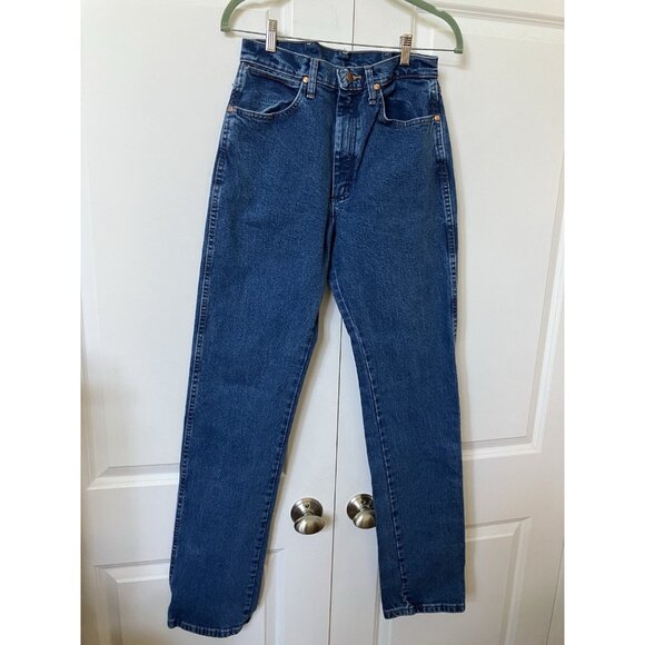 Vintage Wrangler Jeans Womens 7x36 Western Cowgirl Rodeo Cowboy Blue Denim Y2K - Picture 1 of 9